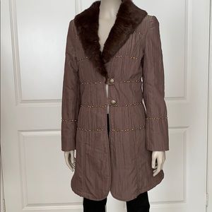 Deborah USA Vintage Mink Collar Rhinestone Coat